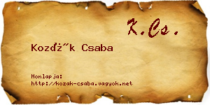 Kozák Csaba névjegykártya